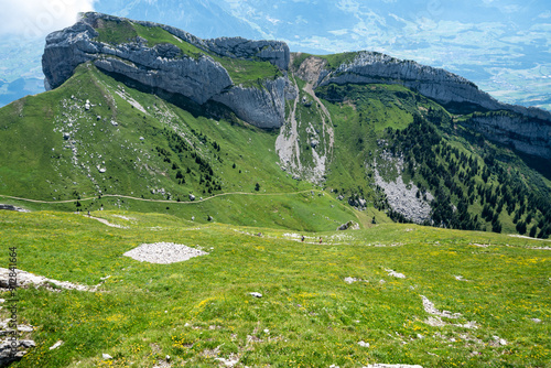 Summer view of Swiss Alps mountains from Mt. Pilatus in Lucerne, Switzerland photo