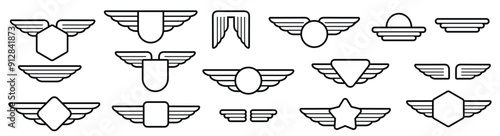 linear wing army emblems set