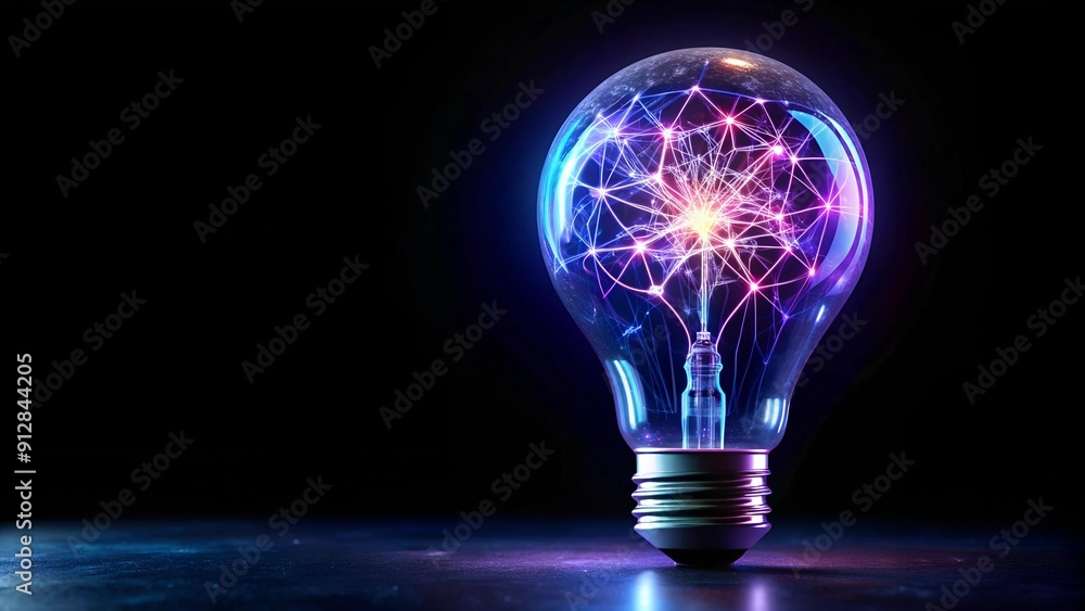 A Futuristic Light Bulb Illuminating the Universe with a Glowing Brain AI generated A Futuristic Light Bulb Illuminating the Universe with a Glowing Brain AI generated
