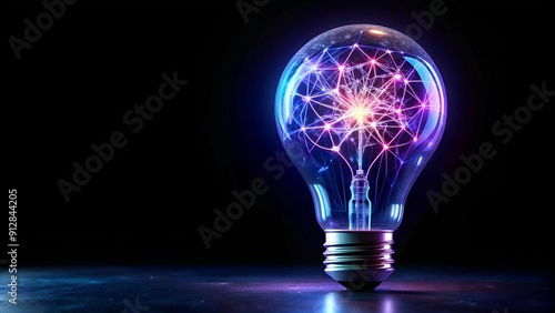 A Futuristic Light Bulb Illuminating the Universe with a Glowing Brain  AI generated