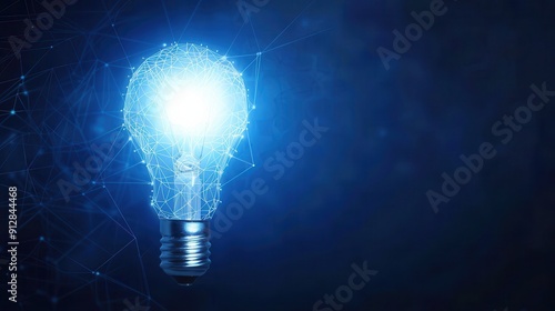 A glowing light bulb representing innovative ideas and creativity in a dark setting, symbolizing inspiration and technology.