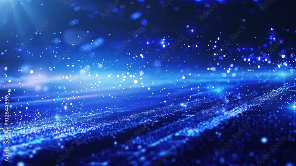 Obraz premium A mesmerizing blue background with shimmering particles, ideal for showcasing technology, creativity, or nightlife themes.