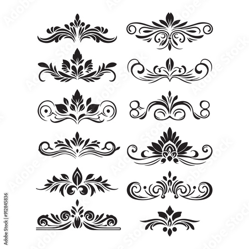 Ornamental Floral Dividers and Borders Vector Set
