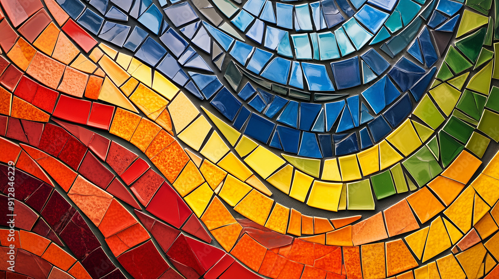 Colorful Mosaic Tiles Creating a Dynamic Wall Design Colorful Mosaic Tiles Creating a Dynamic Wall Design