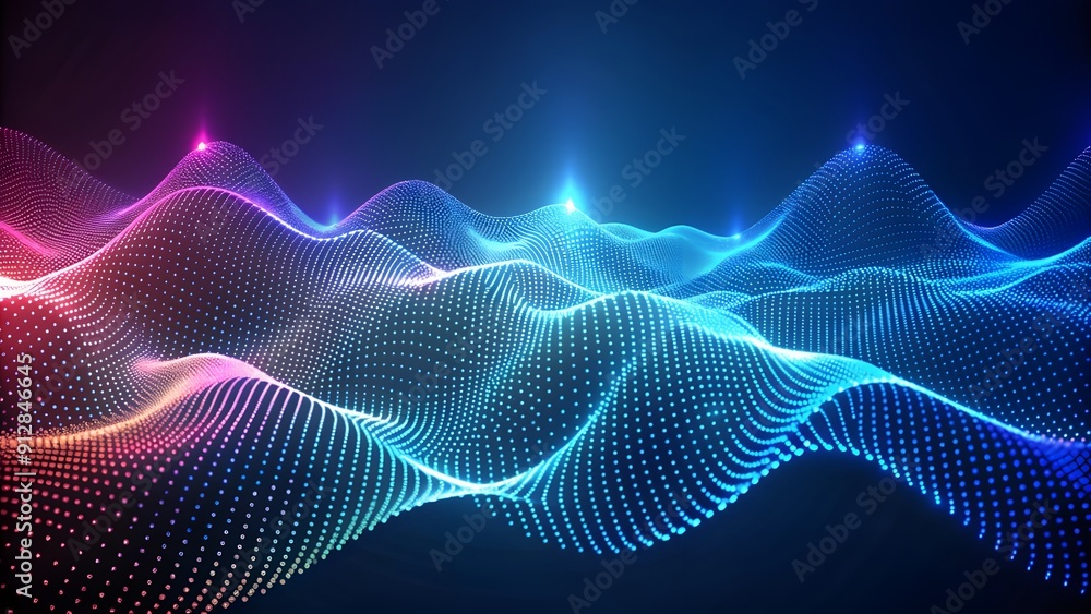 Abstract digital wave of particles. Futuristic point wave. Technology Colorful Background Abstract digital wave of particles. Futuristic point wave. Technology Colorful Background