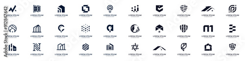 Set of abstract corporate business identity logo design inspiration.