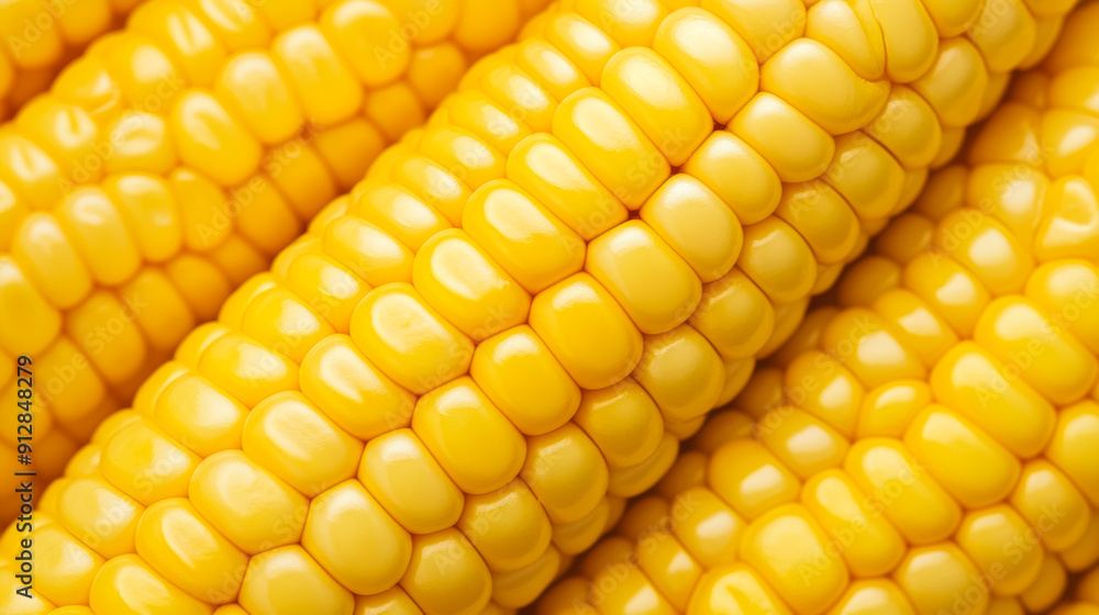Closeup of a corn kernel showcasing the bright yellow color and smooth plump texture Closeup of a corn kernel showcasing the bright yellow color and smooth plump texture
