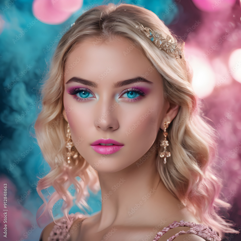 Close-up Portrait of a young beautiful women with pink Make-up Close-up Portrait of a young beautiful women with pink Make-up