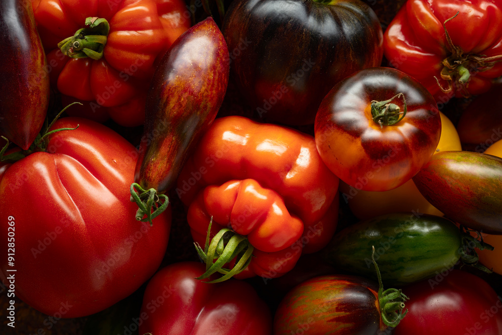 Different varieties of tomatoes. Different varieties of tomatoes.