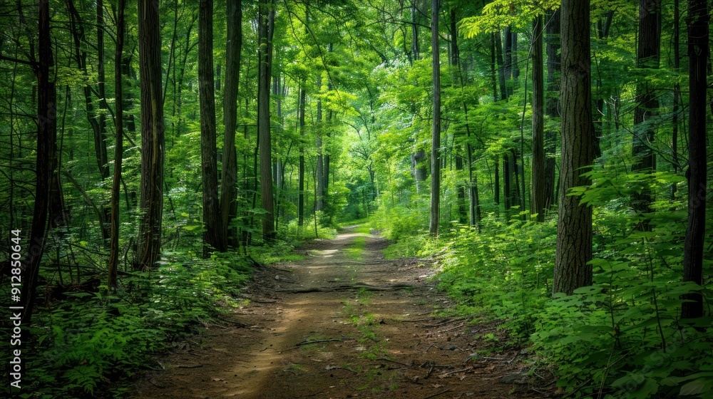 Path through a dense forest leading to a clearing. Path through a dense forest leading to a clearing.