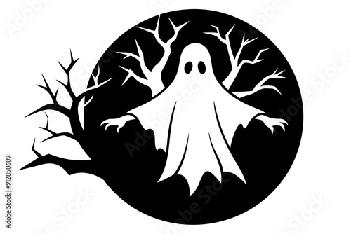 Halloween famine ghost vector logo illustration silhouette design