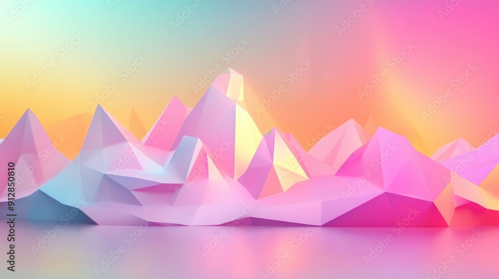3D low poly geometric shapes with gradient lighting, artistic abstract