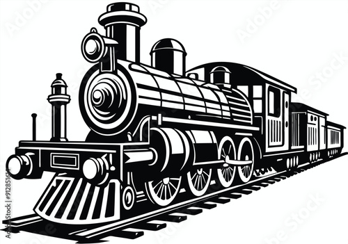 vintage steam locomotive train illustration vector art design