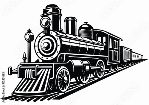 vintage steam locomotive train illustration vector art design
