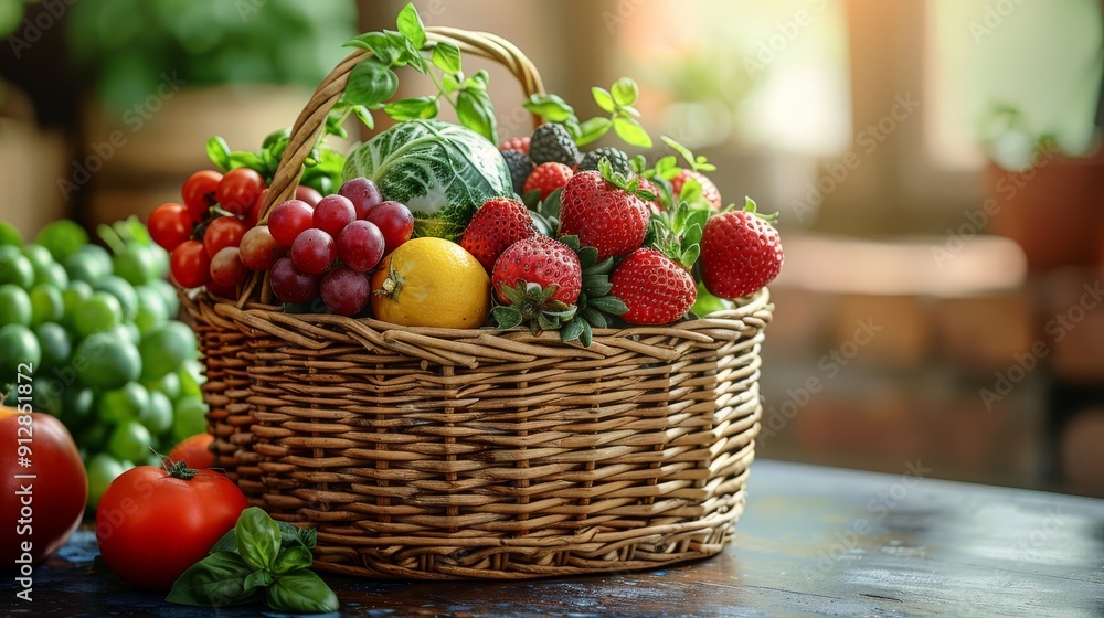 Vegetables and fruits in wooden basket for healthy food concept isolated on transparent background. Vegetables and fruits in wooden basket for healthy food concept isolated on transparent background.