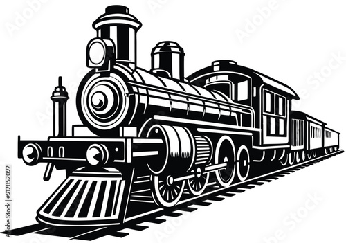 vintage steam locomotive train illustration vector art design