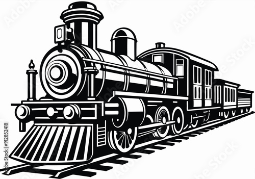 vintage steam locomotive train illustration vector art design