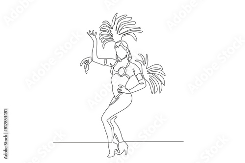 Samba dancer. Latin america concept one-line drawing