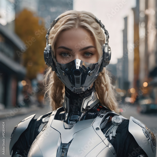 Close-up Portrat of a female Cyborg