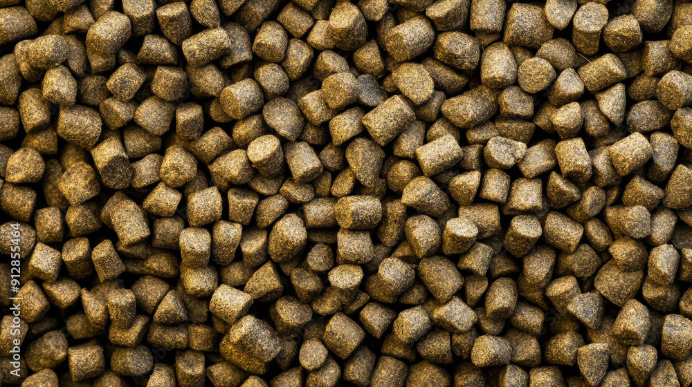 Macro shot of the texture of turtle pellets highlighting the small greenish brown granules with rough surface Macro shot of the texture of turtle pellets highlighting the small greenish brown granules with rough surface