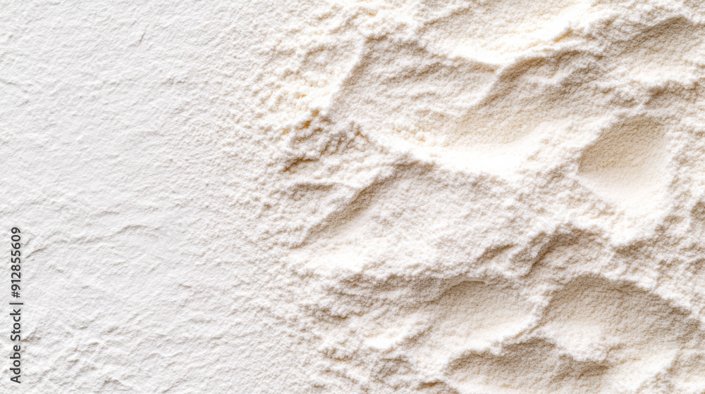 Macro shot of the texture of wheat flour displaying the fine powdery white surface with subtle grain Macro shot of the texture of wheat flour displaying the fine powdery white surface with subtle grain