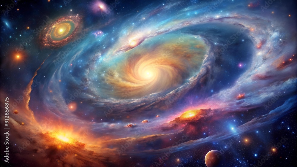 A Cosmic Dance of Planets and Stars, Illuminated by Nebulae Generative AI A Cosmic Dance of Planets and Stars, Illuminated by Nebulae Generative AI