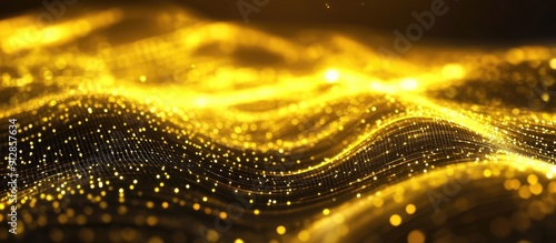 Vibrant Yellow Abstract Motion Background with Retro Digital Technology Elements Data Visualization