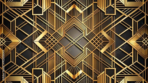Art Deco Roaring Twenties: A Symphony of Gold Panels - Geometric Tapestry  generative AI