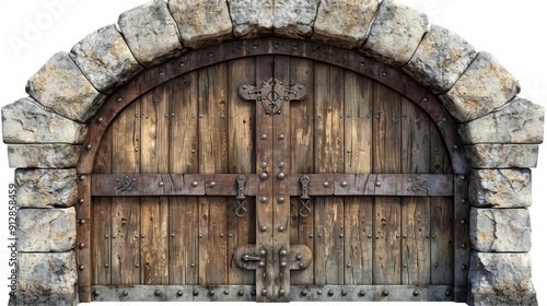 Wallpaper Mural Ancient wooden door with stone archway at historic fortress Torontodigital.ca