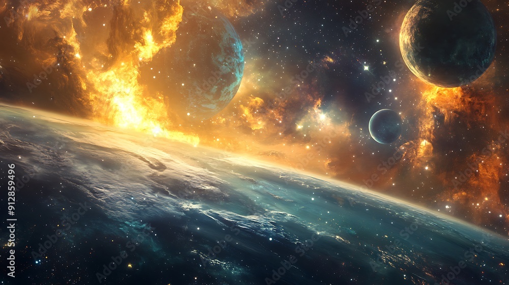 A Planet's Surface with a Starburst in the Background A Planet's Surface with a Starburst in the Background