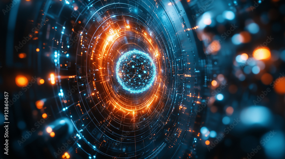 Obraz premium Quantum particles are depicted on a screen, illustrating the latest advancements in quantum mechanics technology. 