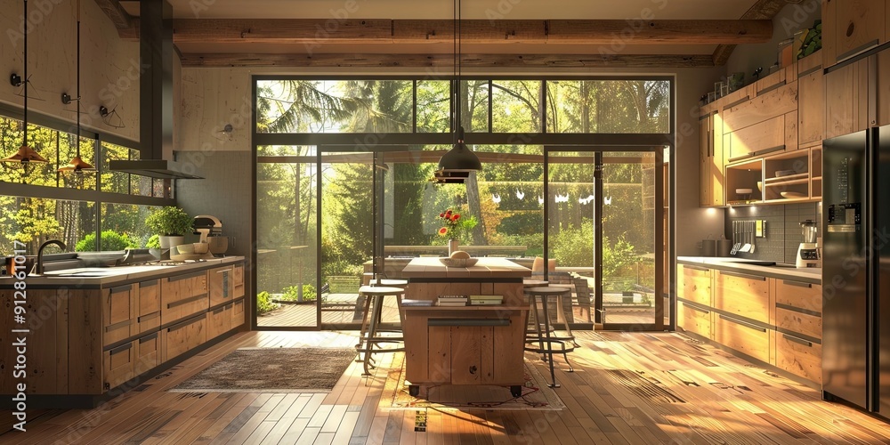 kitchen mockup, cabin interior design kitchen mockup, cabin interior design