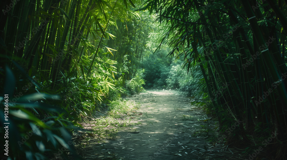 Obraz premium Quiet Pathway Through a Bamboo Forest