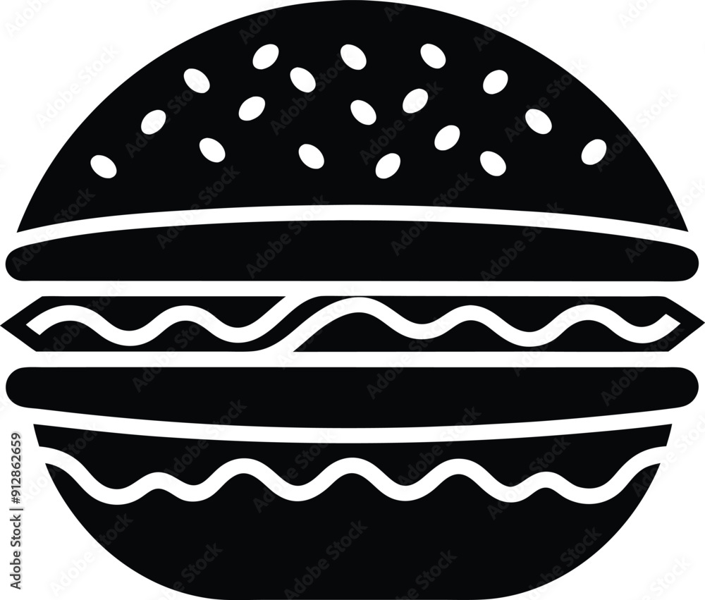 decorative Hamburger Silhouette black and white decorative Hamburger Silhouette black and white