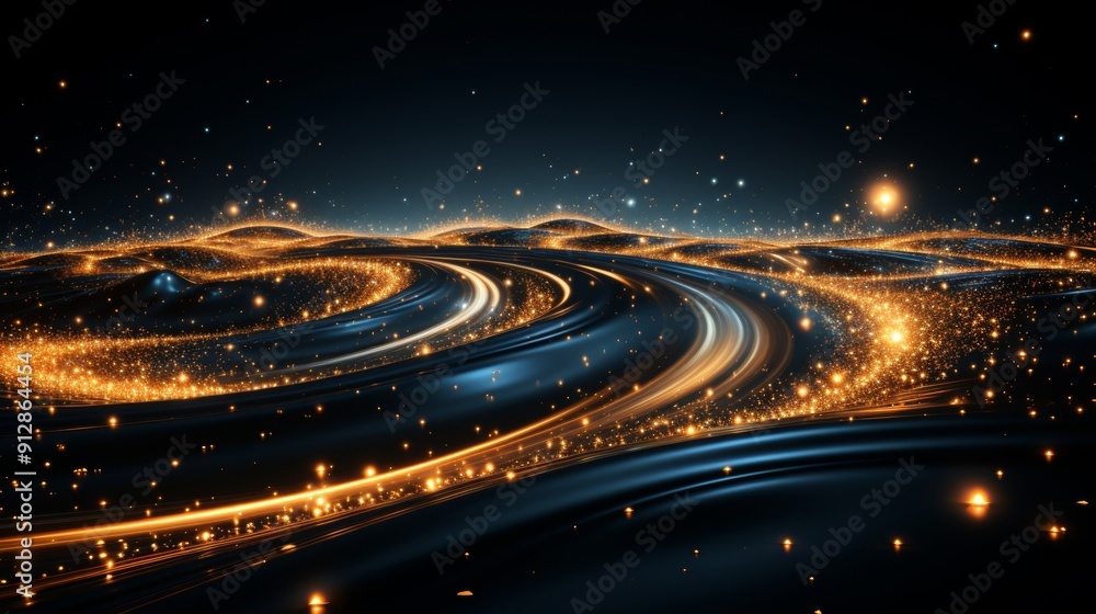 Abstract liquid waves with golden lights. Abstract liquid waves with golden lights.