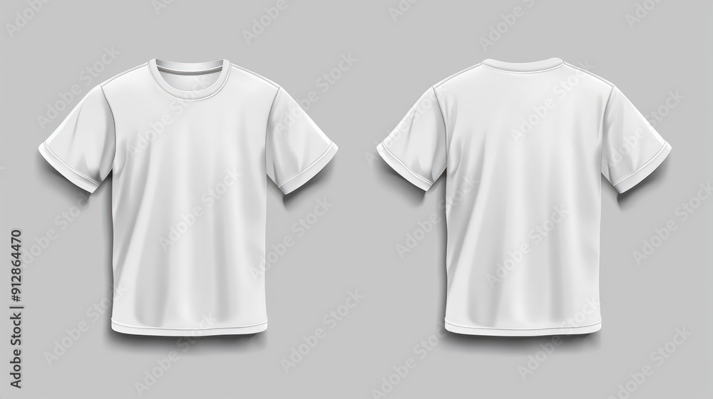 Plain casual t-shirt front and back views, add a subtle graphic design element on the chest. Plain casual t-shirt front and back views, add a subtle graphic design element on the chest.