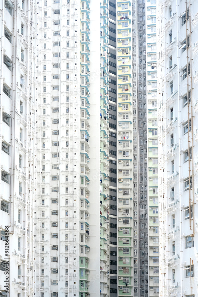 Crowded Hong Kong flats and buildings in residential estate Crowded Hong Kong flats and buildings in residential estate