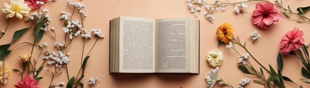 Obraz premium Floral elements for World Book Day celebration