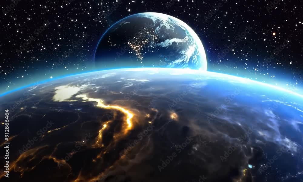 Earth from Space with Stunning City Lights Earth from Space with Stunning City Lights