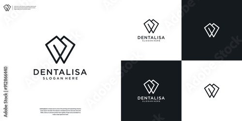Dentistry clinic logo. geometric line abstract dental logo inspiration