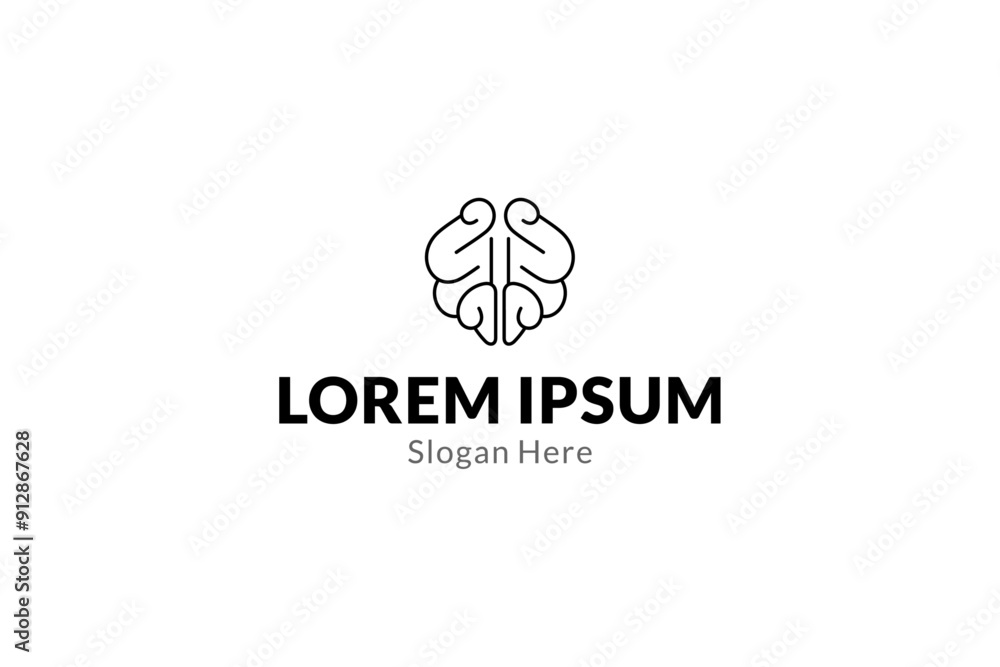 brain logo design in line art style brain logo design in line art style