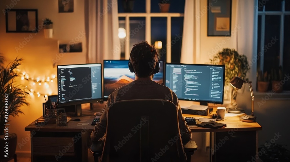 Fototapeta premium Cozy Home Office Setup for Freelancers