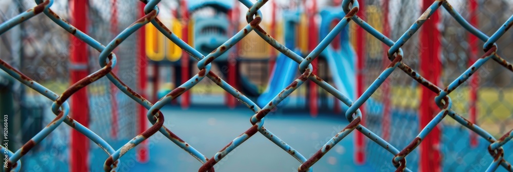 Fototapeta premium Closed Children s Playground amidst Covid 19 restrictions