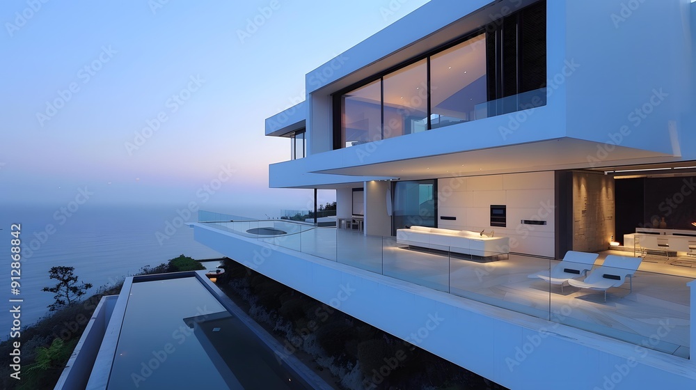 Modern Minimalist House with Infinity Pool and Ocean View Modern Minimalist House with Infinity Pool and Ocean View