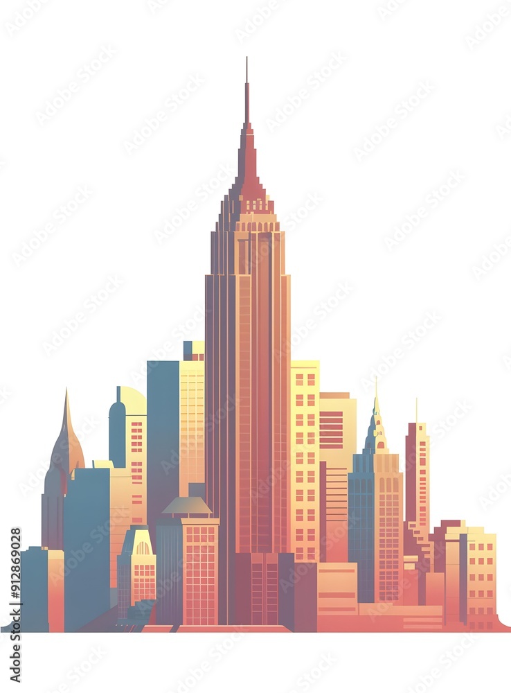 Fototapeta premium Modern City Skyline Illustration With Buildings