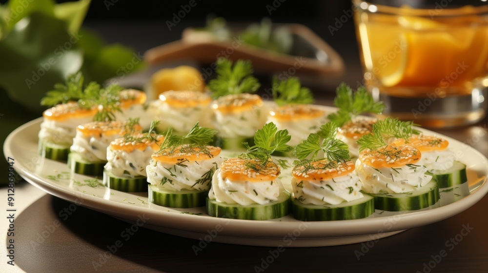 Gourmet appetizers with fresh ingredients and elegant presentation. Gourmet appetizers with fresh ingredients and elegant presentation.