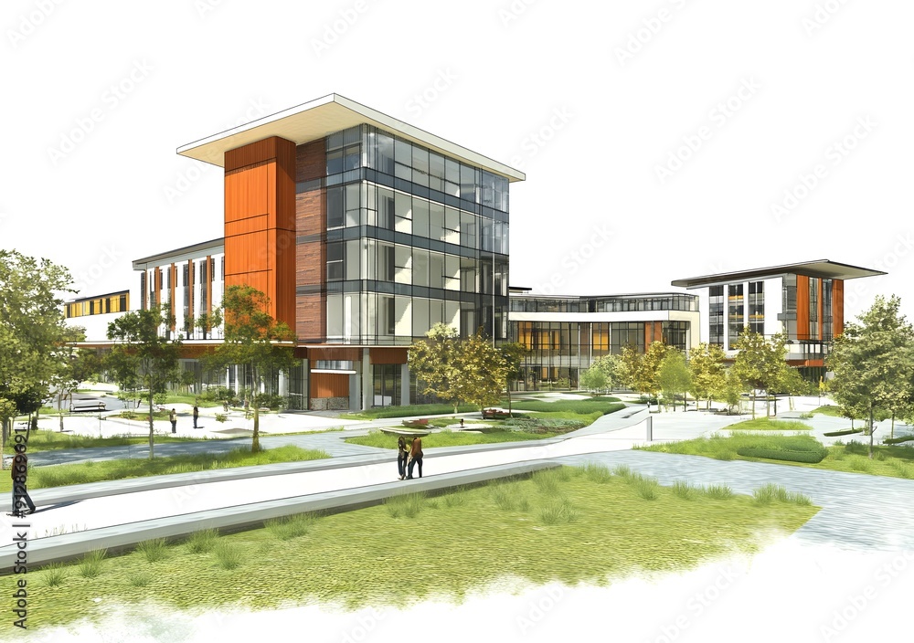 Modern Office Building Architectural Design Sketch