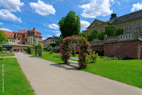 Kurpark und Rosengarten im Staatsbad Bad Kissingen, Unterfranken, Franken, Bayern, Deutschland