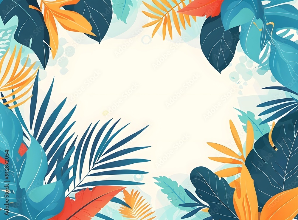 Tropical Leaves Frame Background Design Tropical Leaves Frame Background Design