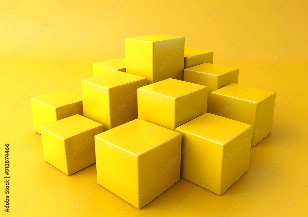 Yellow Cubes Abstract Minimalist Background Yellow Cubes Abstract Minimalist Background